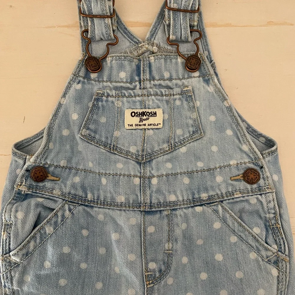 OshKosh B'gosh Light Blue Polka Dot Overalls